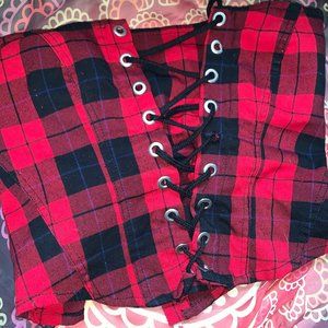 Plaid Corset w Zipper in back